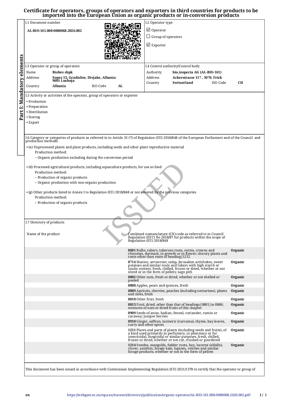 AlbInspect Certificate